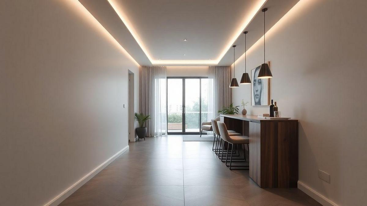 Camadas de luz, controles e eficiência na iluminação que alonga o ambiente