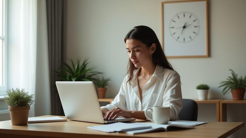 Produtividade trabalhando em casa com rotinas e limites